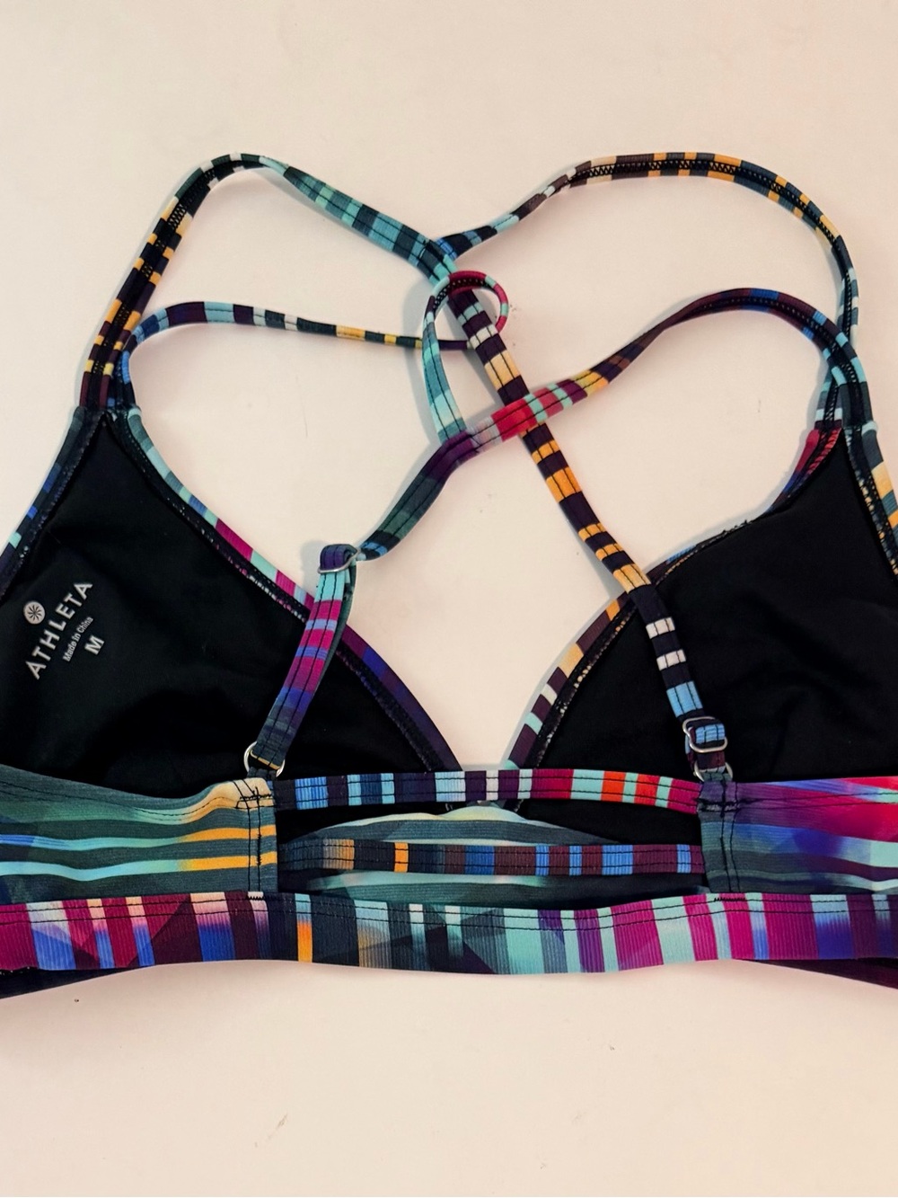 Athleta Multicolor Striped Swim Top with Crisscross Straps - Picture 4 of 7
